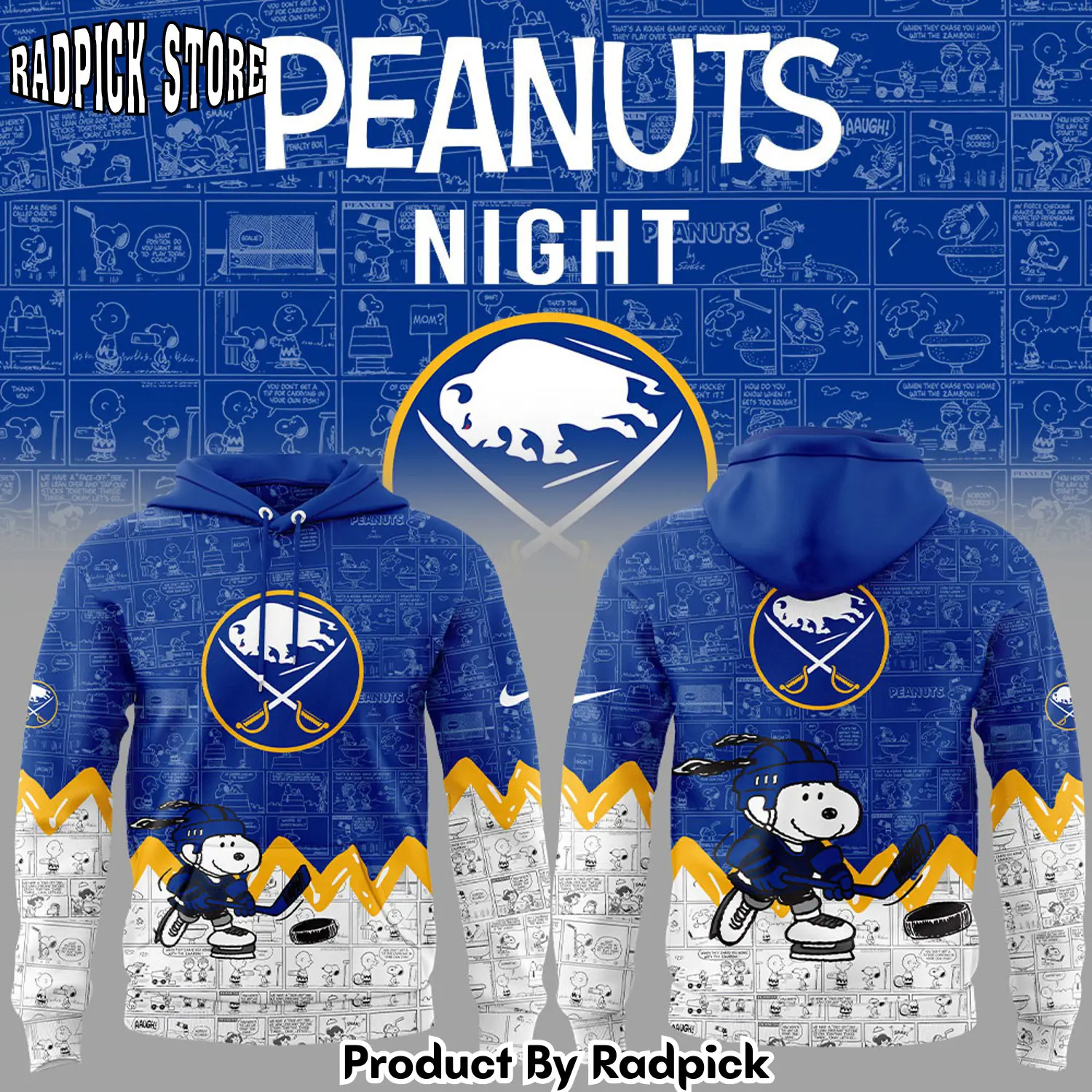 Buffalo sabres anniversary of peanuts hoodie joggers hoodie and long pants set rp291889